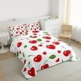 thumbnail image 4 of Manfei Kawaii Cherry Full Size Comforter Sets,Sweet Fruit Bedding Comforter Set,Red Heart Print Bedding Sets For Girl Teens,Breathable Home Decor Reversible,3 Pieces, 4 of 9