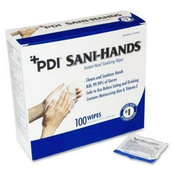 Sani-Hands ALC Unscented Hand Sanitizer Wipes, Box of 100