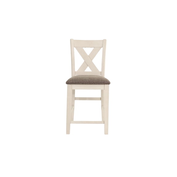 Modern solid wood dining chairs set of 2 in off - white with X back design and padded seat for dining room