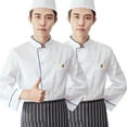 thumbnail image 1 of 2-Pack Unisex Chef Jacket Color Piping Chef Coat Restaurant Kitchen Working Chef Uniform Long Sleeve, 1 of 1