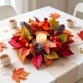 thumbnail image 6 of Yeciiwht Fall Candle Rings, Thanksgiving Candle Rings with Artificial Maple Leaves Pomegranate Berries, Fall Wreath for Pillar Candles Centerpiece Decor, 6 of 7