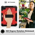 thumbnail image 5 of Shockproof Case for Apple iPad Pro 11 Inch 2022/2021/2020/2019/ iPad Air 5th 4th Gen, with Pencil Holder Military Grade Protection Rotating Stand Hand Strap Shoulder Strap Bumper Rugged Case, Red, 5 of 8