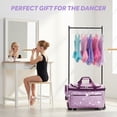 thumbnail image 3 of Dance Bag with Garment Rack,23"Glitter Bright Rolling Dance Duffel Bag Lightweight Competition Bag Costume Suitcase for Dancers Performer Artist, Shine Glitter Purple, 3 of 12