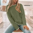 thumbnail image 4 of Fznquz Knit Sweater Women Crewneck Long Sleeve Sweaters Green Casual Winter Soft Women Blouse, 4 of 4