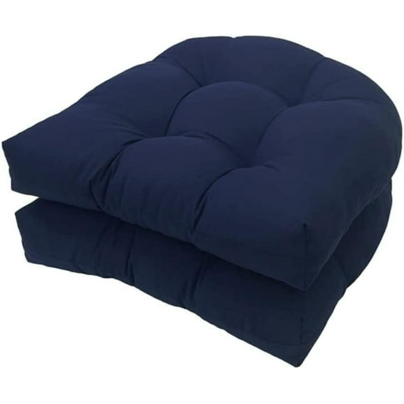 2 Pack Outdoor Chair Seat Cushions Waterproof 18x18 U Shaped Thickened Tufted Patio Furniture Navy Blue