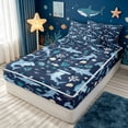thumbnail image 3 of meiyoeat Hammerhead Shark Zipper Twin Comforter Sets with Fitted Sheet and 2 Pillowcases for Kids Boys, Underwater Sealife Zipper Bedding Set for Bedroom, Navy, Blue ReversibleB, 3 of 6