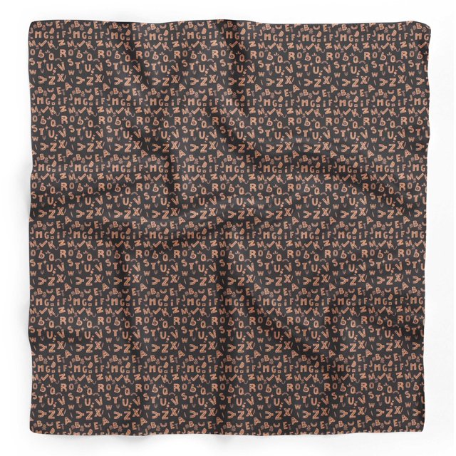 Bimba Orange Alphabet Text Printed Pure Silk Scarf Neck Wrap Summer Hair Bandanas For Women 40 x 40 Inches