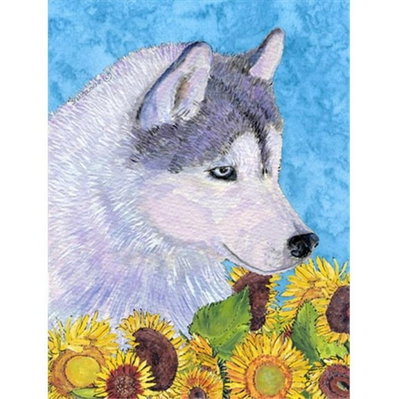 28 x 40 in. Siberian Husky Flag Canvas House Size