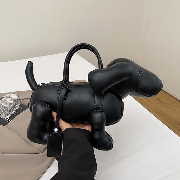 Baguery Women Cute Dog Shaped Crossbody Bag - PU Leather Unique Shoulder Handbag (L18.89×W4.33×H12.20IN)