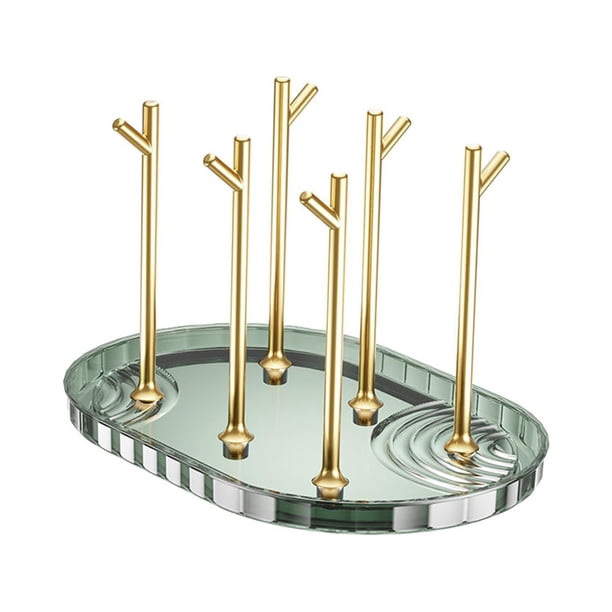 Estante para tazas de café, organizador de 6 portavasos, elegante, organizador de tazas, pulseras y otras joyas pequeñas, usos múltiples, resistente Verde oscuro