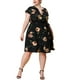 thumbnail image 2 of Vestido de talgrande pamujer con cuello en V y cinturón de verano vestidos florales Negro 3X, 2 of 6