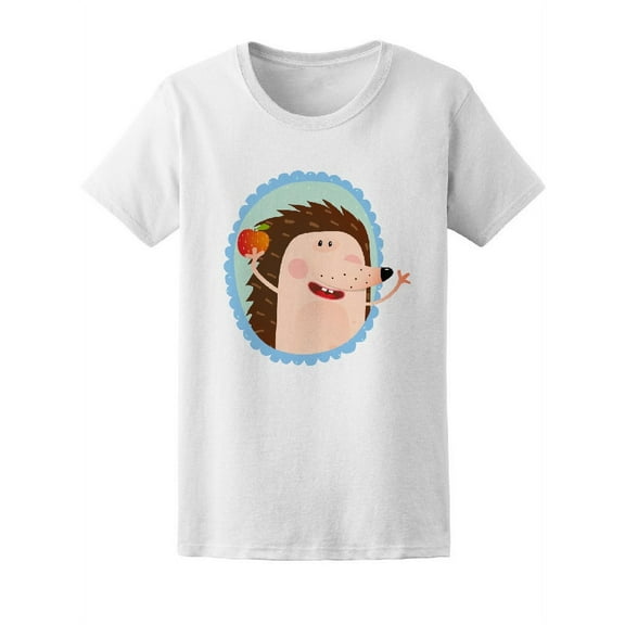 Cute Funny Hegdehog Cartoon T-Shirt Women -Image by Shutterstock, Female x-Large