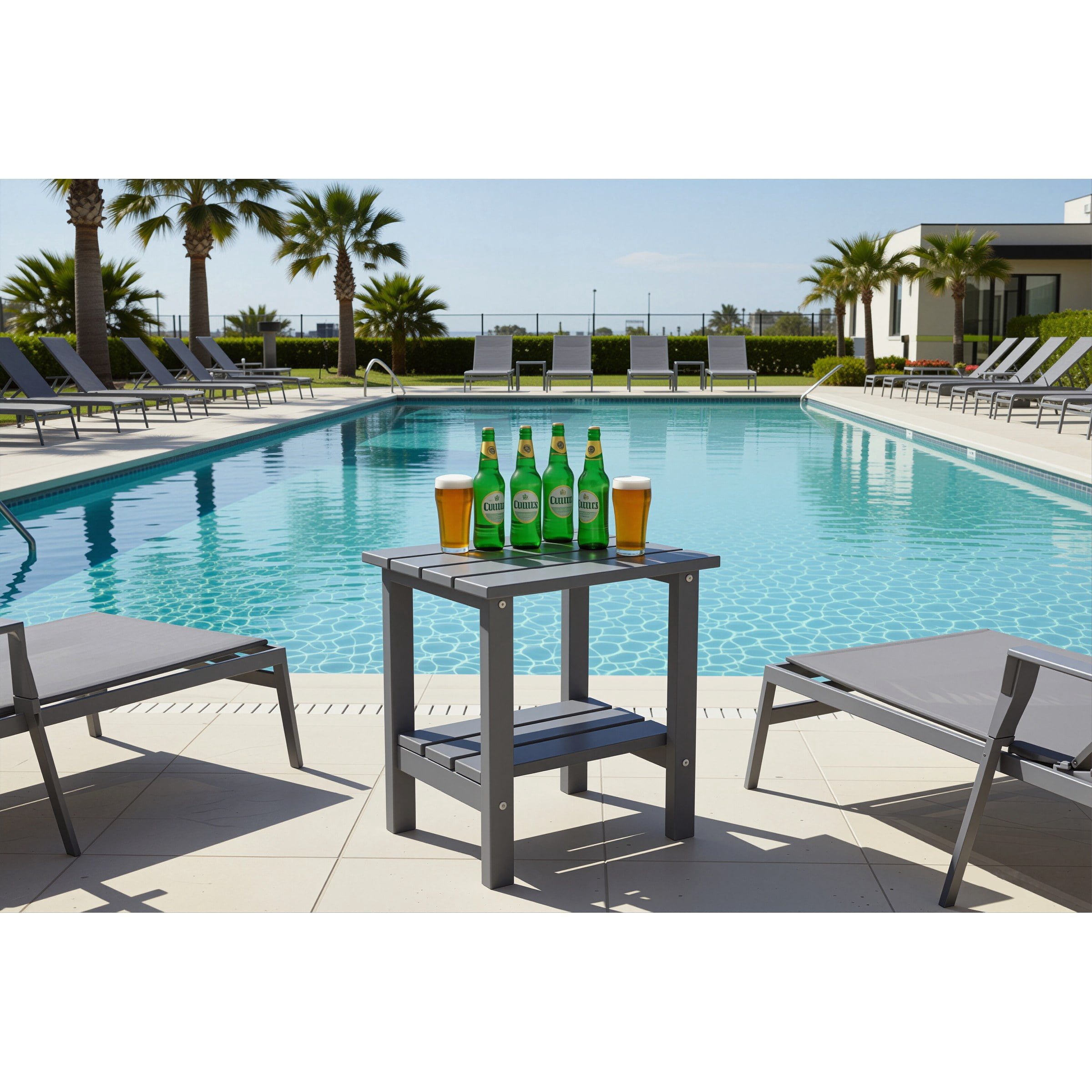Outdoor Side Table, Patio Side Table, HDPE End Tables for Backyard Pool Porch Garden Lawn