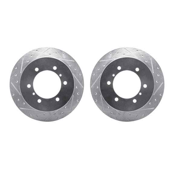 Dynamic Friction Company Rear Brake Rotors-Drilled and Slotted-Silver 7002-72065