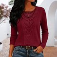 thumbnail image 2 of CAIXIA Long Sleeve Shirts for Women Boho Tops Trendy Blouses Dressy Casual Lace Tops Fall Outfits Fashion Winter Clothing Tunic Tops Loose Fit Business Casual Outfits, 2 of 6