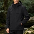 thumbnail image 4 of FEIIBMOYRIA Men's Windproof Jackets Men Solid Color Water Prooft Hooded Windbreaker Jackets with Multiple Zipper Pockets Casual Fashion Snap Button Full Zip Daily Outdoor Coats, 4 of 9
