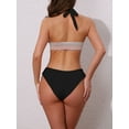 thumbnail image 3 of DARING DIVA Women's Color Block Wavy Stripes Bikini Sets Small Black, 3 of 6