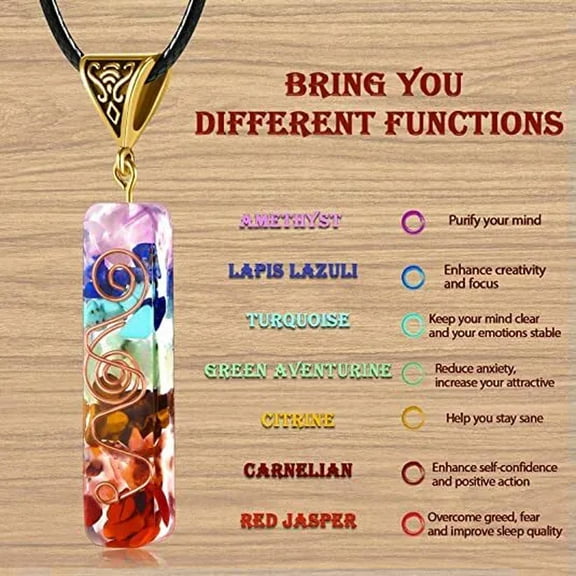 MATROOY 7 Chakra Reiki Healing Yoga Natural Stone Pendant Necklace Unisex Jewellery Gift