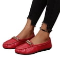 thumbnail image 2 of Dweltoz Women's Leather Loafers Business Casual Comfortable Boat Shoes Lightweight Slip-Ons Classic Dress Shoes,Red 41, 2 of 9