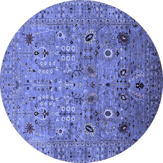 Ahgly Company Indoor Round Oriental Blue Industrial Area Rugs, 8' Round