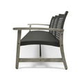 thumbnail image 6 of 3 Seater Outdoor Patio Sofa, Rattan Couch Furniture with Wood Wide Armrests and Deep Seating, 3-Seat Patio Sofa for Porch, Backyard, Pool, Sunroom, Poolside (Grey), 6 of 9