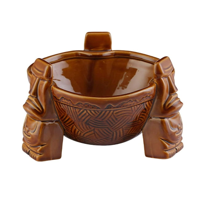 Ponchera de cerámica creativa, taza para bebidas, taza para bar, copa para cóctel, tazón Tiki Marrón