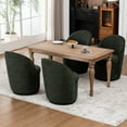 thumbnail image 4 of Kidol & Shellder Modern Swivel Accent Chair with Solid Wood Frame & Boucle Fabric Multi-Use Dining Chair, Vanity Makeup Seat - Easy Assembly Upholstered Chair, Green 3PCS, 4 of 6