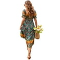 thumbnail image 5 of Kishawna Womens Boho Floral Puff Sleeve Tiered Maxi Dress Long Dresses, 5 of 5