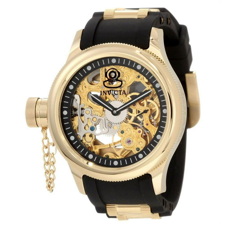 Invicta Men's 1844 Russian Diver Mechanical Gold Tone Skelton Dial