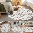thumbnail image 5 of Small Round Rug 3Ft Washable Non-Slip, Cardinal Bird Circle Area Rugs for Living Room Bedroom, Berry Holly Branches Winter Plants Indoor Floor Mats Carpet Runner for Home Decor, 5 of 8