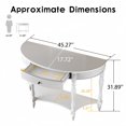 thumbnail image 6 of Atumcto Half Moon Console Table with Drawer and Shelf, Fluted Entryway Sofa Table with Roman Column Legs for Hallway and Living Room, White, 6 of 10