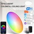 thumbnail image 2 of WiFi Smart Ceiling Light, RGB Color Changing Dimmable Lamp Fixture 3000K-6500K, 24W 2000 Lumen, with App & Voice Remote Control, for Bedroom Living Room Kitchen Party, 2 of 12