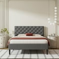 thumbnail image 2 of BTMWAY Full Size Upholstered Platform Bed with Headboard and Wooden Slats, Bedroom Full Bed Frame No Box Spring Needed, Gray, 2 of 9