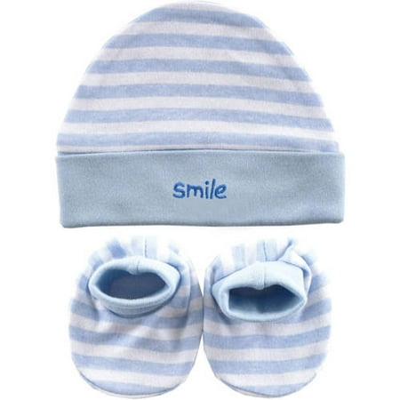 Luvable Friends Baby Unisex Cap and Booties Set, 2-Pack