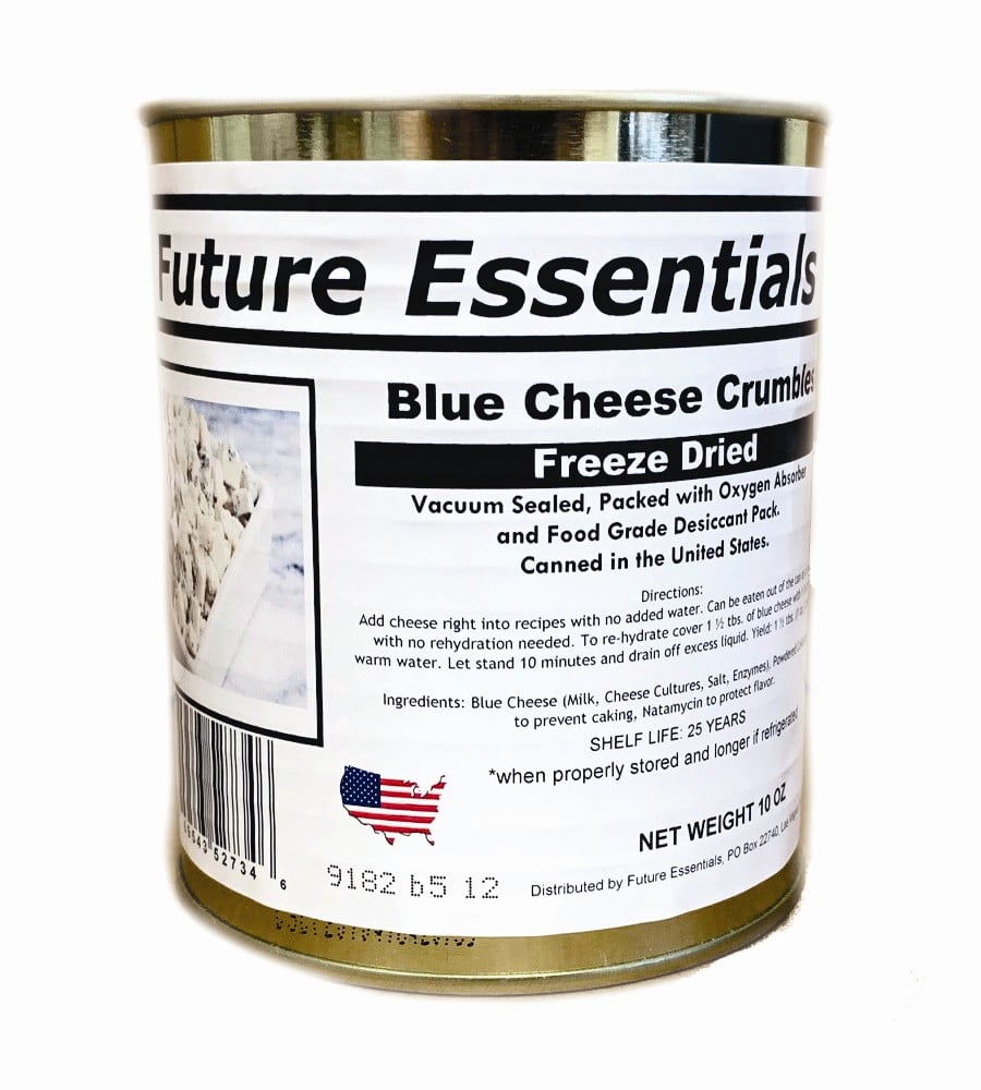 (12 Cans Pack) Future Essentials Freeze Dried Long Shelf Life Emergency Food Crumbled Blue Cheese #2.5 / 10oz / Can
