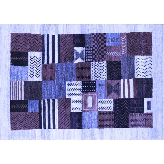 Ahgly Company Indoor Rectangle Abstract Blue Contemporary Area Rugs, 5' x 8'