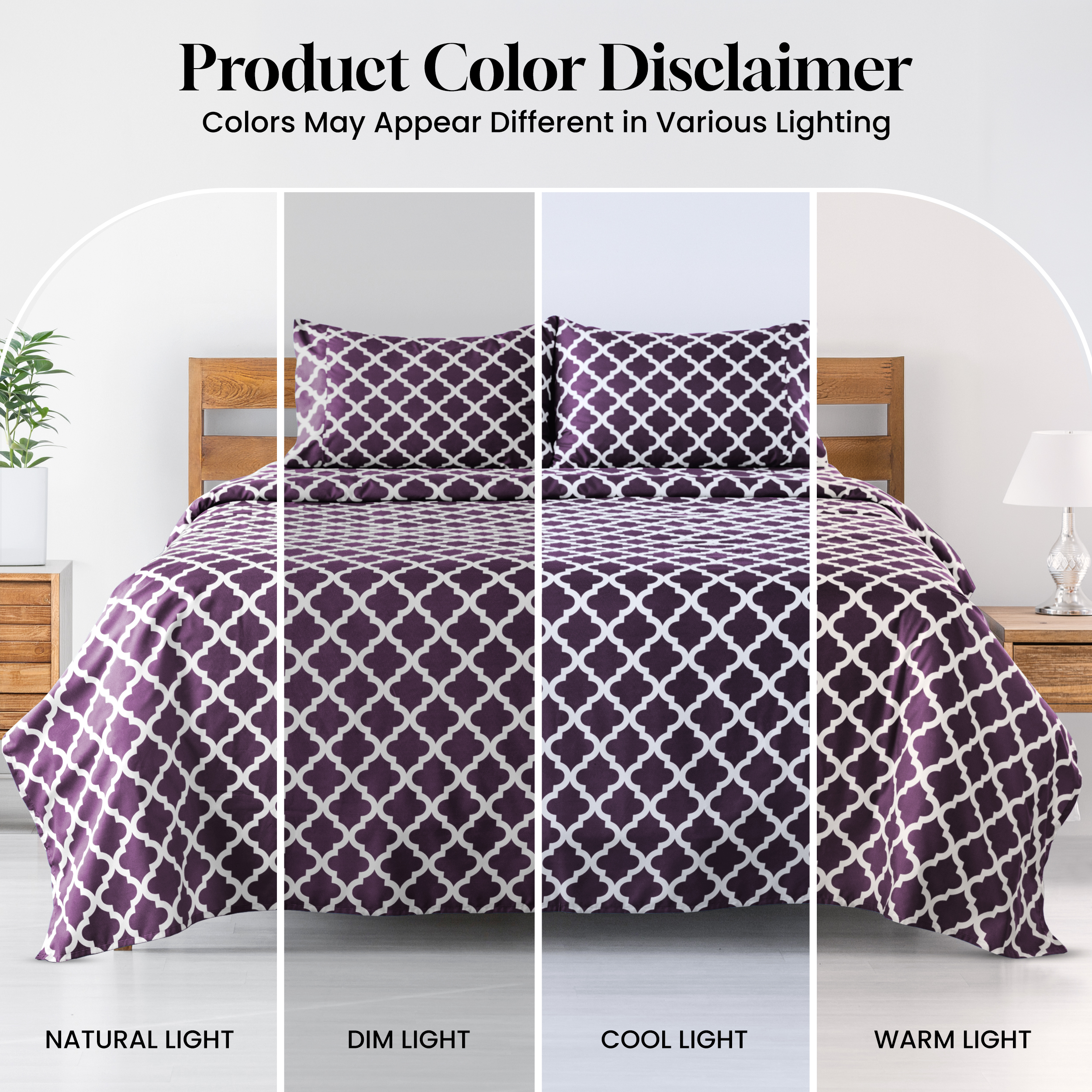Lux Decor Queen Sheet Set 4-Piece, Purple Quatrefoil photo 6
