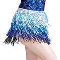 thumbnail image 4 of Lentejues Bor de cadera Multijugador Danza del vientre Streamer Traje de flecos para niñas - Azul negro SM SunniMix Bufanda de danza del vientre para mujer, 4 of 6