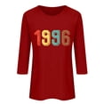 thumbnail image 4 of Crew Neck 3/4 Sleeve Tees For Women Casual Loose Stylish Vintage Pullover Tops 1996 Graphic Print T Shirts (L, Red), 4 of 4