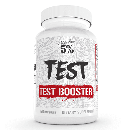 5% Nutrition Rich Piana Test | Natural Testosterone Booster for Men | Muscle Builder, Male Vitality, Energy & Stamina | Tongkat Ali (Longjack), Shilajit, Fenugreek, DIM, Boron | 120 Capsules