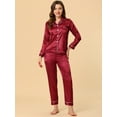 thumbnail image 2 of Conjuntos de pijama para mujer Ropa de dormir de manga larga con botones Traje de noche suave para mujer Conjuntos de salón Pj rojo L, 2 of 5