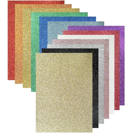 13pcs Glitter Cardstock Paper - Glitter Cardstock Paper A4 Thick Colored Craft Halloween Christmas Valentines Gift Box Wrapping DIY Wedding Birthday Party Sparkle Decor Scrapbook 13 Colors 250GSM
