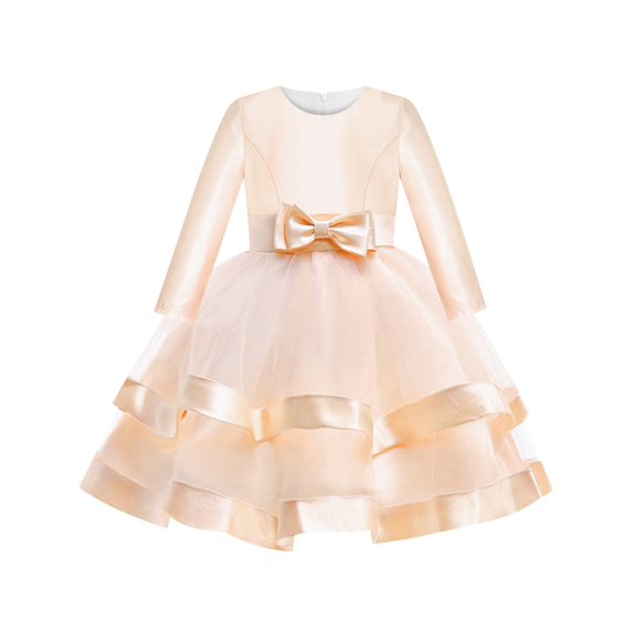 Girls Dress Long Sleeve Champagne Ball Gown Wedding Party Pageant 10 Years