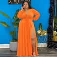 thumbnail image 2 of AURA Women Plus Size Fall Maxi Dress Long Sleeve V Neck Solid Color Casual Street Dress, 2 of 4