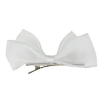 Unique Bargains 1 Pc Fashion Double Layer Bow Hair Clips Hairdo Clip for Women 4.72"x2.36" White