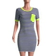 thumbnail image 5 of Henpk Summer Dresses for Women Striped T Shirt Dress Casual Midi Dress Short Sleeve Sundress with Pockets Stripe Print Fashion Dress Short Sleeve Mini Dress Green M, 5 of 6