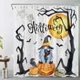 thumbnail image 2 of HVEST Happy Halloween Gnome Shower Curtain, Dead Tree and Gnome with Black Cat under Full Moon Bathroom Shower Curtain Bat with Ghost Polyester Fabric Decor Curtain with Hooks, 72X72 inch, 2 of 7