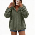 thumbnail image 4 of Enjoytime Fleece Jacket Women Long Sleeve Drawstring Zip Up Hoodies Plus Size Fashion Casual Cozy Warm Fall Winter Coat, 4 of 8