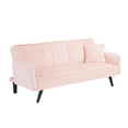 thumbnail image 3 of Corduroy Sofa, Adjustable Sofa, Sleeper Sofa&nbsp;with 3-Position Backrest and Built-In Cup Holders, 3-Seater Modern Couch for Living Room and Bedroom, Pink, 72.04 Inch, 3 of 7