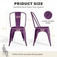 thumbnail image 6 of VINEEGO Metal Dining Chair Indoor-Outdoor Use Stackable Classic Trattoria Chair Fashion Dining Metal Side Chairs for Bistro Cafe Restaurant Set of 4 (Purple), 6 of 6